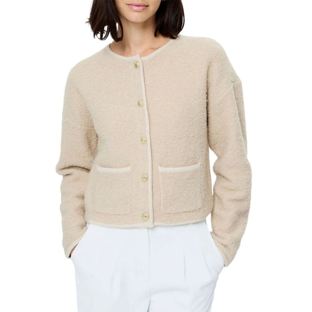 French Connection Womens Effie Boucle Knit Cardigan Sweater S Oatmeal Melange